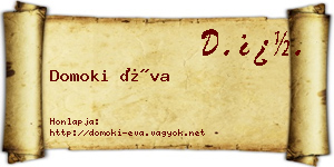 Domoki Éva névjegykártya